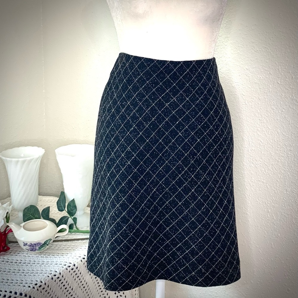 Y2K Ann Taylor Wool Blend Window Paine Skirt, Sz 10P